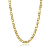 Men's 8.9mm 24k Yellow Gold Plated Stainless Steel Flat Cuban Link Curb Chain Necklace, 22 inches